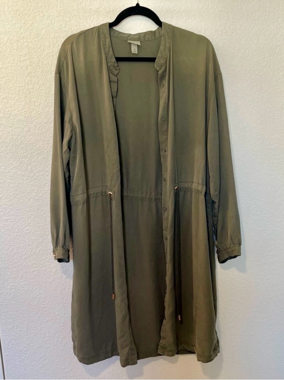A New Day Olive Green Long Open Duster Jacket Cardigan- XL